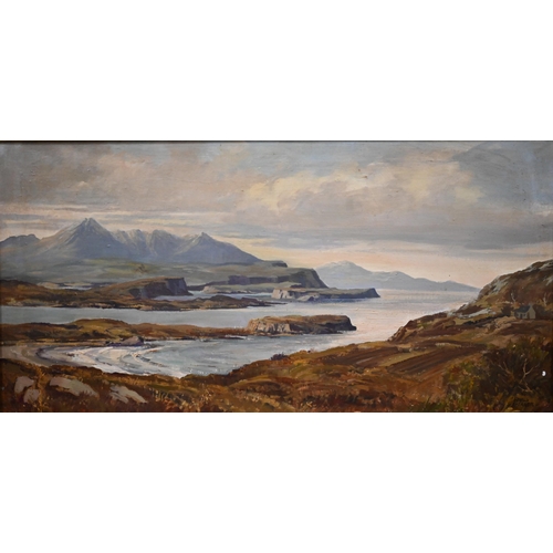 327 - Donald Shearer (1925-2017) - A pair of Scottish highland views, oil on canvas, signed, 44 x 90 cm to... 