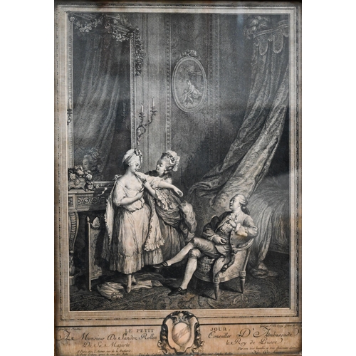 330A - Four early 19th century French etchings - Le Couché de la Mariée, Le Petit jour and L'Enlevement Noc... 