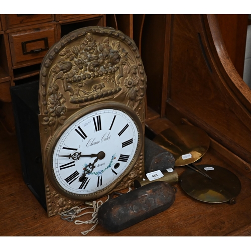 483 - French wall-clock with 21 cm enamel dial in embossed copper surround, by Thomas Cabot, Redon