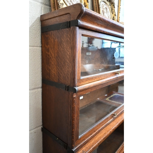 503 - Early 20th century oak Globe-Wernicke barrister's bookcase with four glazed stacking sections - thre... 