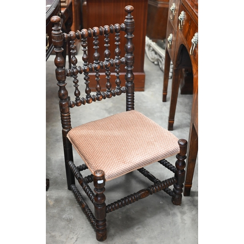 506 - Antique bobbin-turned oak side chair a/f