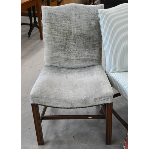 512 - A pair of Georgian style side chairs (non matching fabric)