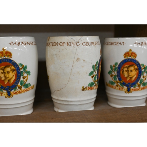 71 - # Pair of Minton Pottery 1935 Jubilee beakers and a similar Soho pottery beaker to/w three Myott 193... 