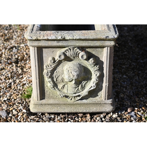 8 - A Regency style cast stone urn planter to/with a neo-classical style rectangular cast stone planter ... 