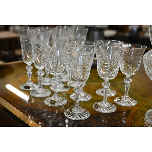 85 - Set of six each Crystalleries de Lorraine 'Ludovic' pattern lead crystal red wine, white wine and ch... 