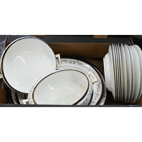 86 - # Quantity of Edwardian Cauldon china dinner wares including four oval meat plates, two tureens and ... 