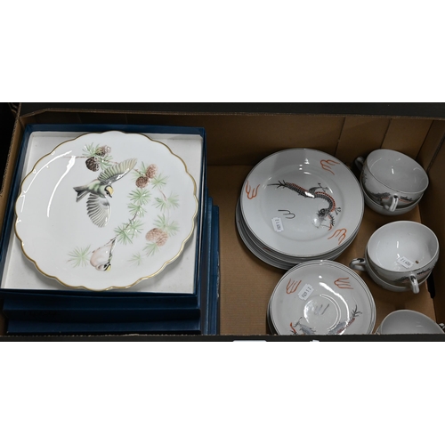 94 - Set of six boxed Royal Worcester plates from the Birds of Dorothy Doughty series to/w a Japanese egg... 