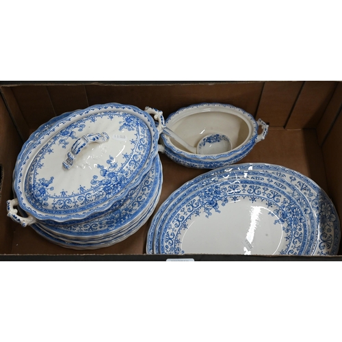 97 - Victorian late Myers blue and white printed 'Oxford' pattern part dinner service and a Crown Ducal A... 