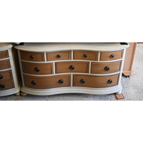 266A - Willis & Gambier 'Helena' range nine drawer chest, cream painted and lacquered wood, on turned f... 