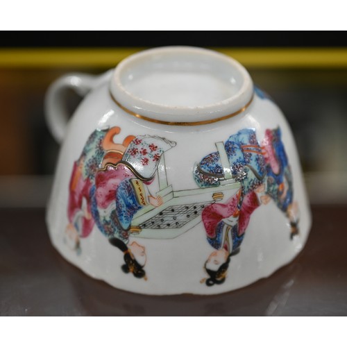 70 - Early 19th century Cantonese famille rose tea cup and saucer, painted with figures to/w various othe... 