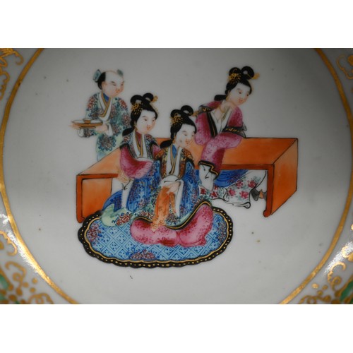 70 - Early 19th century Cantonese famille rose tea cup and saucer, painted with figures to/w various othe... 