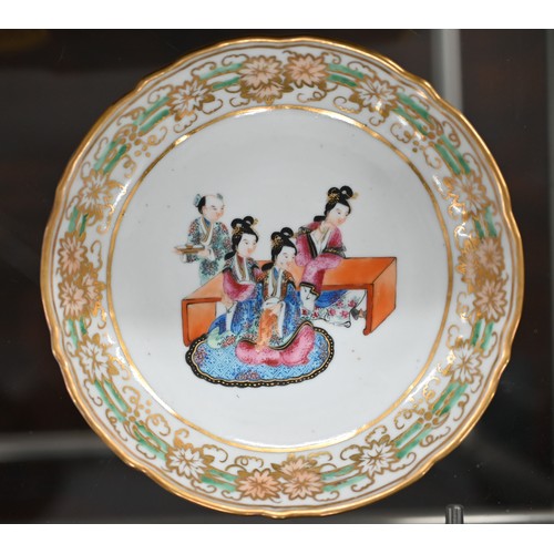 70 - Early 19th century Cantonese famille rose tea cup and saucer, painted with figures to/w various othe... 