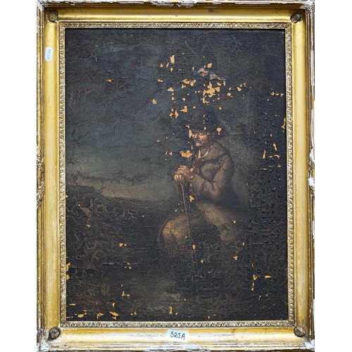 325A - # 19th century English school - Seated gentleman, oil on canvas, 51 x 38 cm