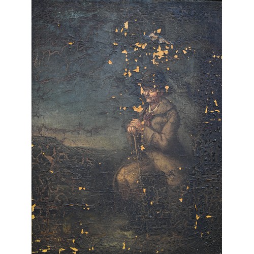 325A - # 19th century English school - Seated gentleman, oil on canvas, 51 x 38 cm
