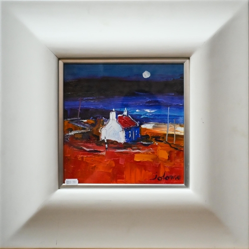 703 - John Lowrie Morrison (b 1948) - 'Moonrise to Tostary Mull', oil on canvas, signed lower right, inscr... 