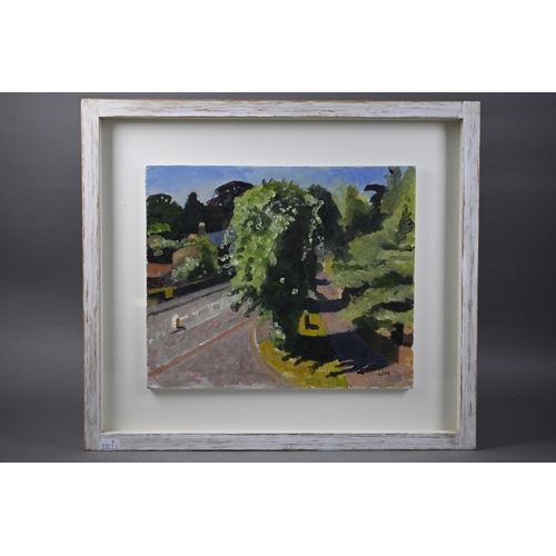 704 - John Maddison (b 1952) - 'Early Summer St Mary's St Cambridge', oil on panel, signed with initials l... 