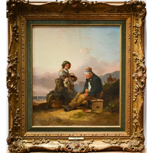 754 - William Shayer Snr (1788-1879) - Fisherfolk on a beach, oil on canvas, signed lower right, 34 x 29 c... 