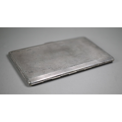 105 - Heavy quality engine-turned silver cigarette case, Birmingham 1950, 6.5oz