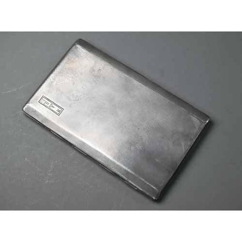 105 - Heavy quality engine-turned silver cigarette case, Birmingham 1950, 6.5oz