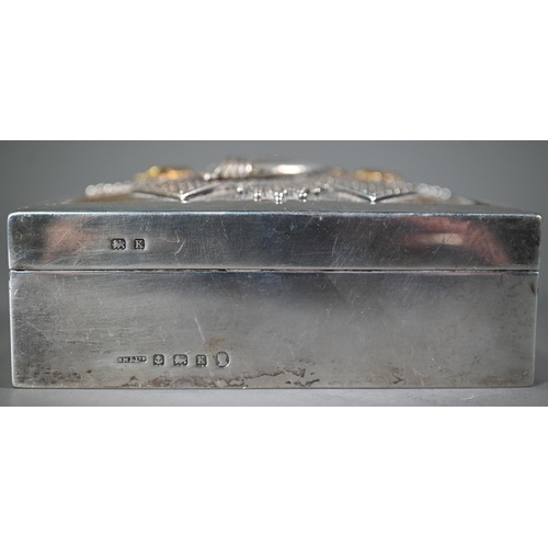 137 - A silver cigarette box, mounted with Highland Light Infantry Regimental badge, S.M. Levi Ltd, Birmin... 