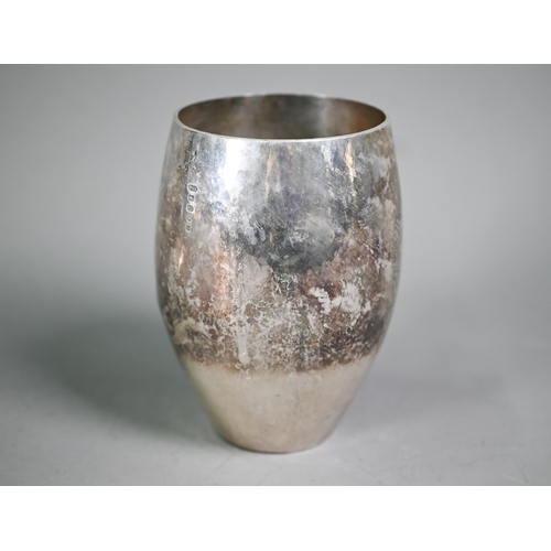 155 - Yvonne Renouf-Smith: a modern design planished silver ovoid vase, London 2007, 14.9oz, 14.5cm