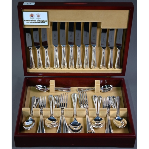 218 - A canteen of Arthur Price epns bead-edge flatware and cutlery for six settings - apparently unused