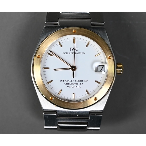 256 - An IWC chronometer automatic wristwatch, stainless steel 33 mm case with gold bezel, white dial with... 