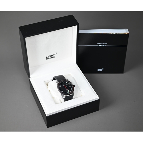 257 - A Mont Blanc gents automatic wristwatch, stainless steel 41 mm dia. case with black bezel and dial, ... 