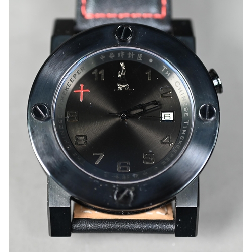 259 - The Chinese Timekeeper - the black finished 44 mm dia. stainless steel case with conforming black di... 