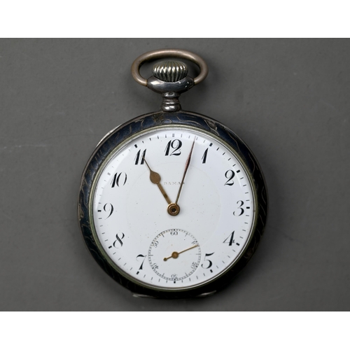 264 - A Damas pocket watch, the white enamelled dial with italic roman numerals, secondary seconds with gi... 