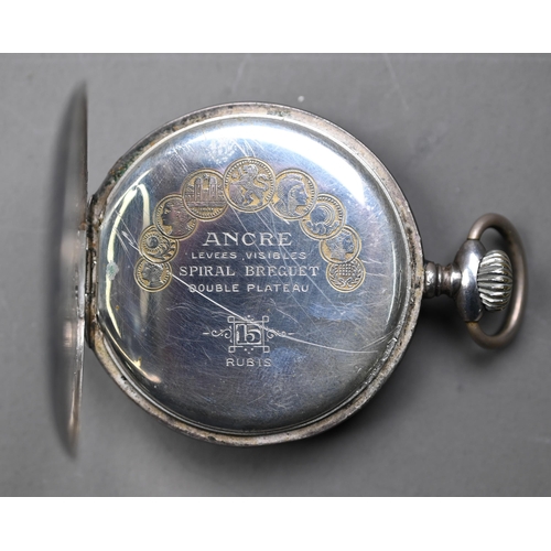 264 - A Damas pocket watch, the white enamelled dial with italic roman numerals, secondary seconds with gi... 