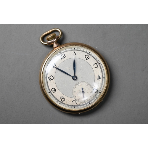 265 - A 9ct cased fob watch, the 15 jewel Swiss movement with silvered two tone dial with roman numerals a... 