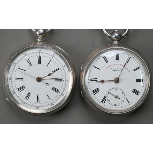 266 - Two silver cased lever pocket watches - 'The Express English Lever', J.G.Graves, Sheffield, the whit... 