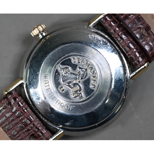 270 - A gold plated Omega automatic Seamaster De Ville wrist watch, the champagne dial with gilt batons an... 