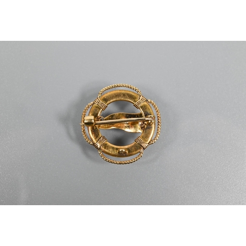 317 - Royal Albert Yacht Club - an 18ct yellow gold and enamelled lifebuoy ring sweetheart brooch marked S... 