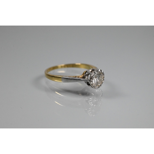 343 - WITHDRAWN A single stone diamond ring, the diamond in rubover setting, platinum and 18ct yellow gold... 