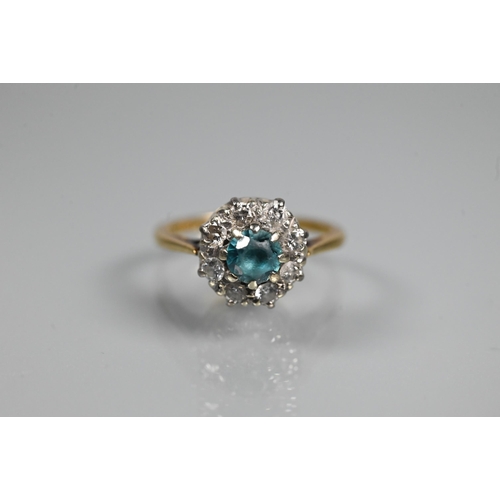 344 - WITHDRAWN Five various rings - a blue enamel and seed pearl ring, size N; diamond and aquamarine (po... 