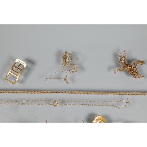 360 - A collection of old gold, mainly 9ct and including earrings, pendants, rings etc, approx 25.8g all i... 