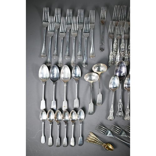 4 - Quantity of epns flatware, including Queens, Fiddle, Hanoverian and Old English patterns, etc. (box)