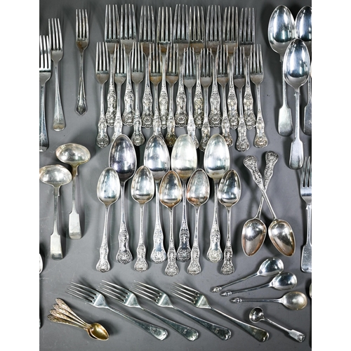 4 - Quantity of epns flatware, including Queens, Fiddle, Hanoverian and Old English patterns, etc. (box)