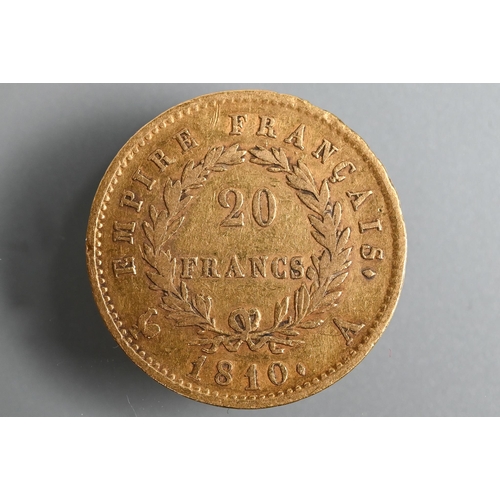 487 - An 1810 French 20 franc coin