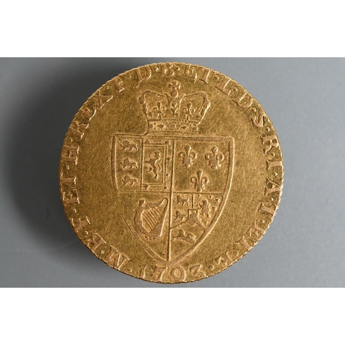 489 - A George III gold half guinea dated 1793, 24mm diam, 8.4g