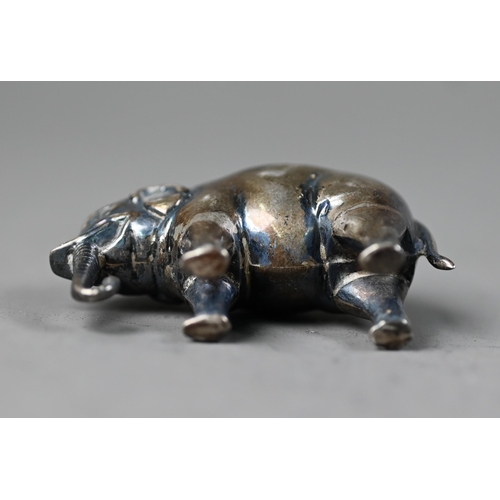 62 - Edwardian silver novelty 'elephant' pin-cushion, Adie & Lovekin Ltd, Birmingham 1906, 3 x 4.5cm