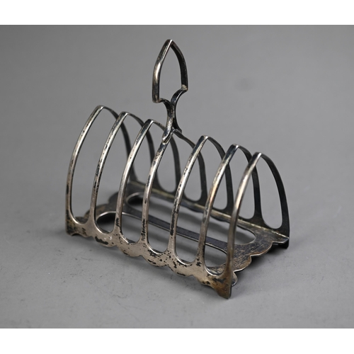 63 - Edwardian silver six-division toast rack James Dixon & Son, Sheffield 1908, 4.1oz, 11cm wide