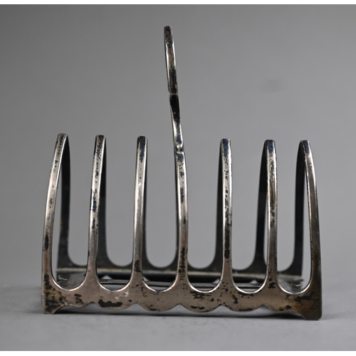 63 - Edwardian silver six-division toast rack James Dixon & Son, Sheffield 1908, 4.1oz, 11cm wide