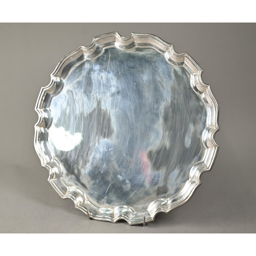 81 - Large circular silver salver with moulded pie-crust rim, Ellis & Co Ltd., Birmingham 1933, 25oz,... 