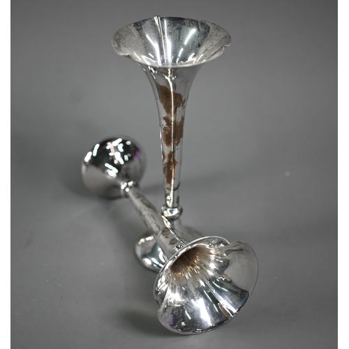 82 - A pair of Edwardian silver vase-flutes with weighted bases, James Dixon & Sons Ltd, Sheffield 19... 