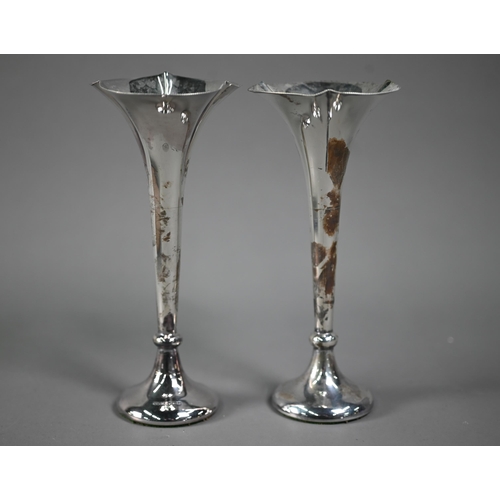 82 - A pair of Edwardian silver vase-flutes with weighted bases, James Dixon & Sons Ltd, Sheffield 19... 