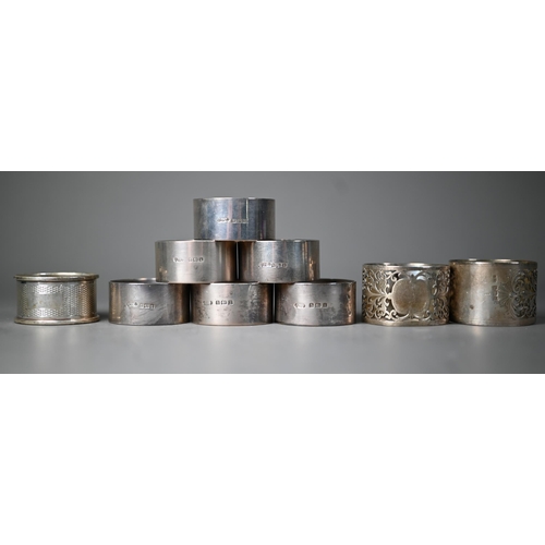 83 - WITHDRAWN A set of six plain silver napkin rings, Joseph Gloster Ltd, Birmingham 1922, in associated... 