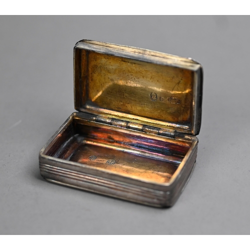 87 - A George IV silver snuff box, engraved 'J.A. Hodson, Swan Inn, Edward Smith, Birmingham 1829, 5cm wi... 